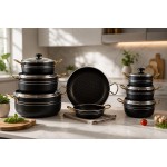 سرویس قابلمه تفلون گراپ 14 پارچه دسته طلایی